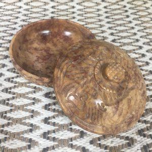 Soapstone Trinket Box Hand Carved Boho Decor